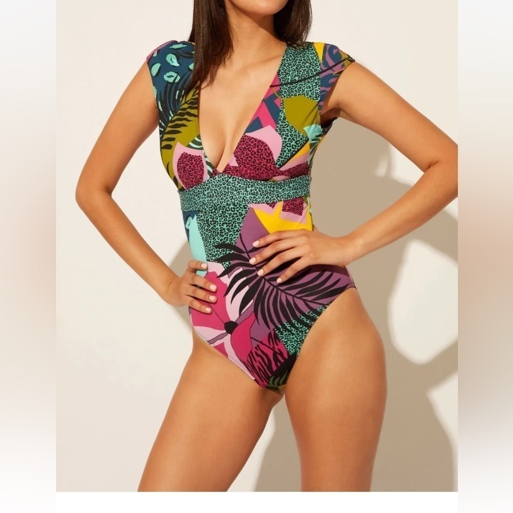 Bleu Rod Beattie jungle book floral cap sleeve one piece swimsuit 8 - Picture 8 of 9